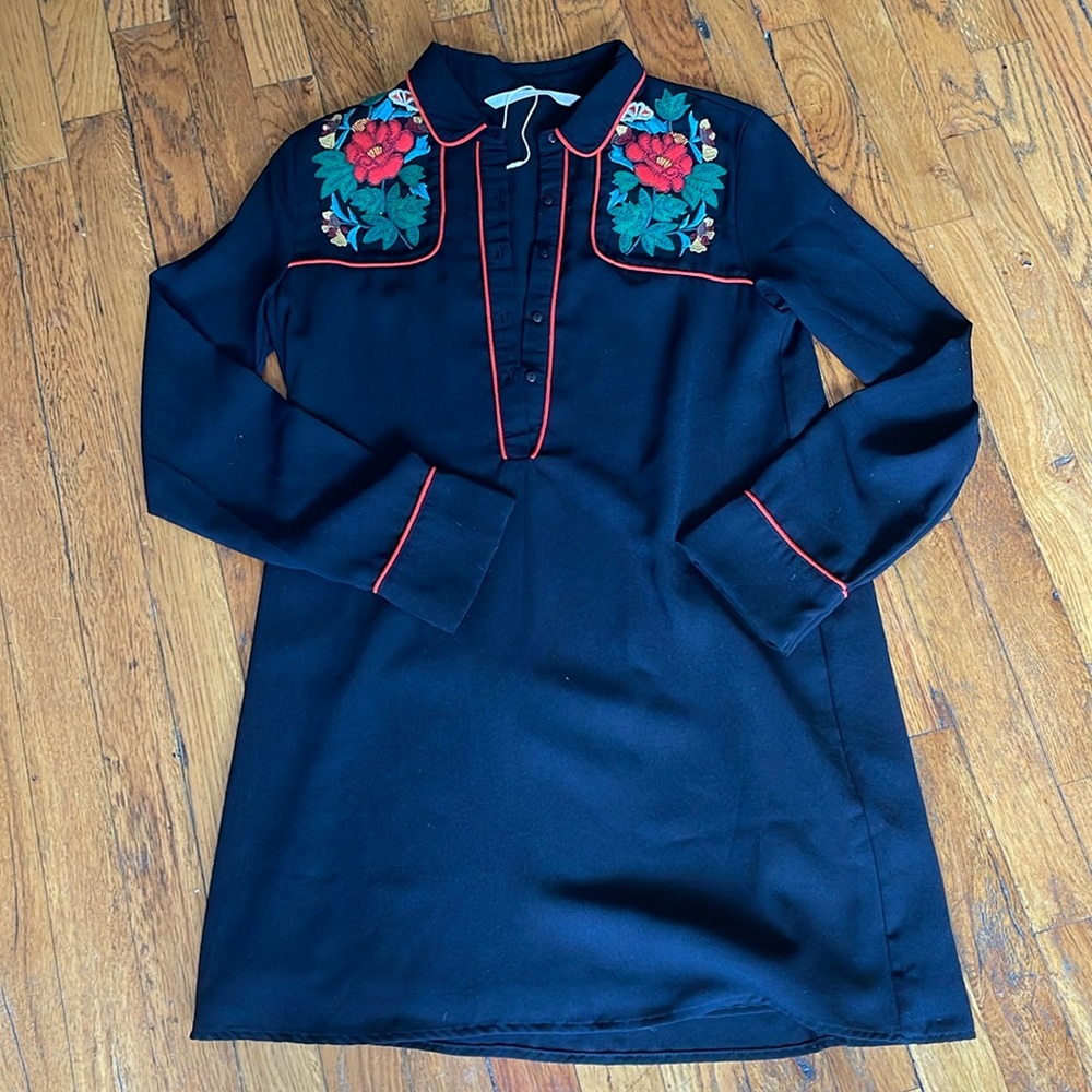 Zara floral black long shirt